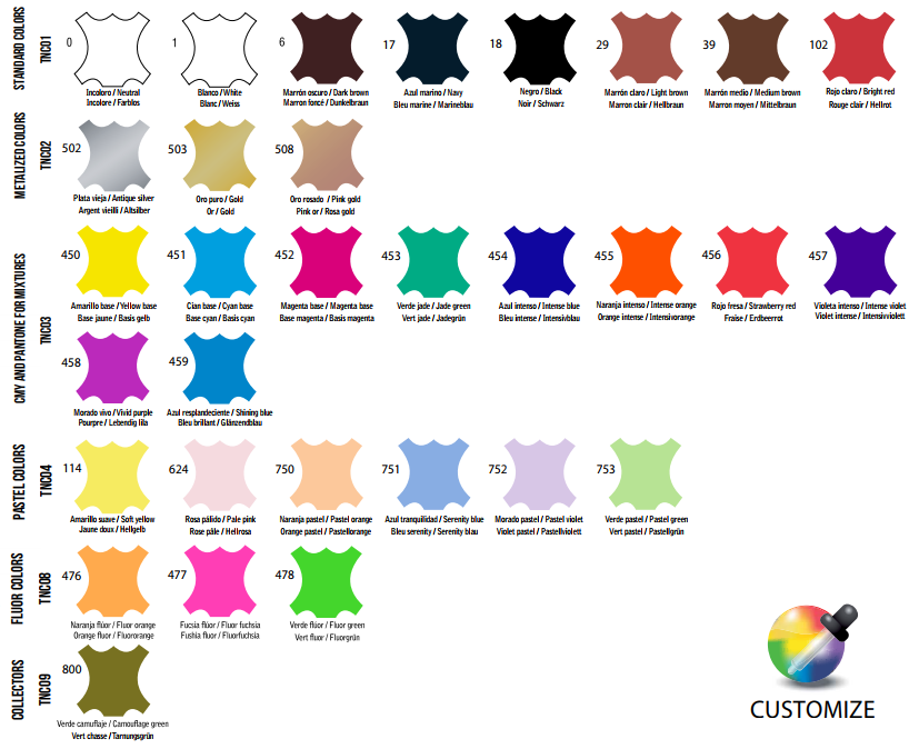 Tarrago Dye Color Chart